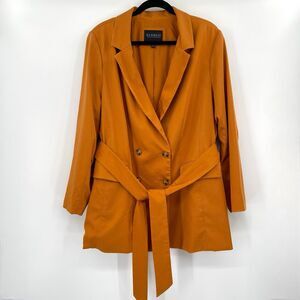 Eloquii Womens Jacket Size 18 Double Breasted Tie Waist Long Sleeve Blazer